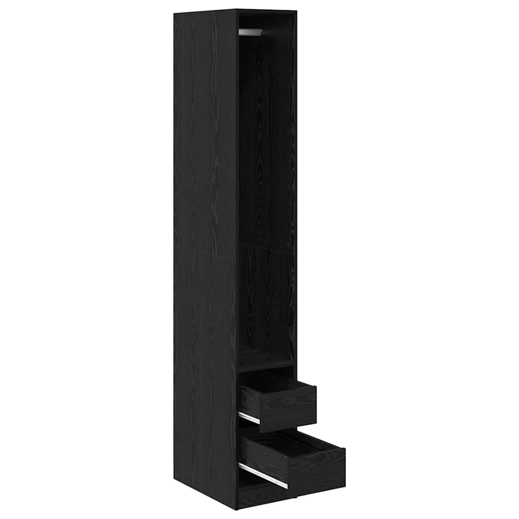 vidaXL Garderoba Czarny Dąb 50 x 30 x 200 cm Materiał drewnopochodny