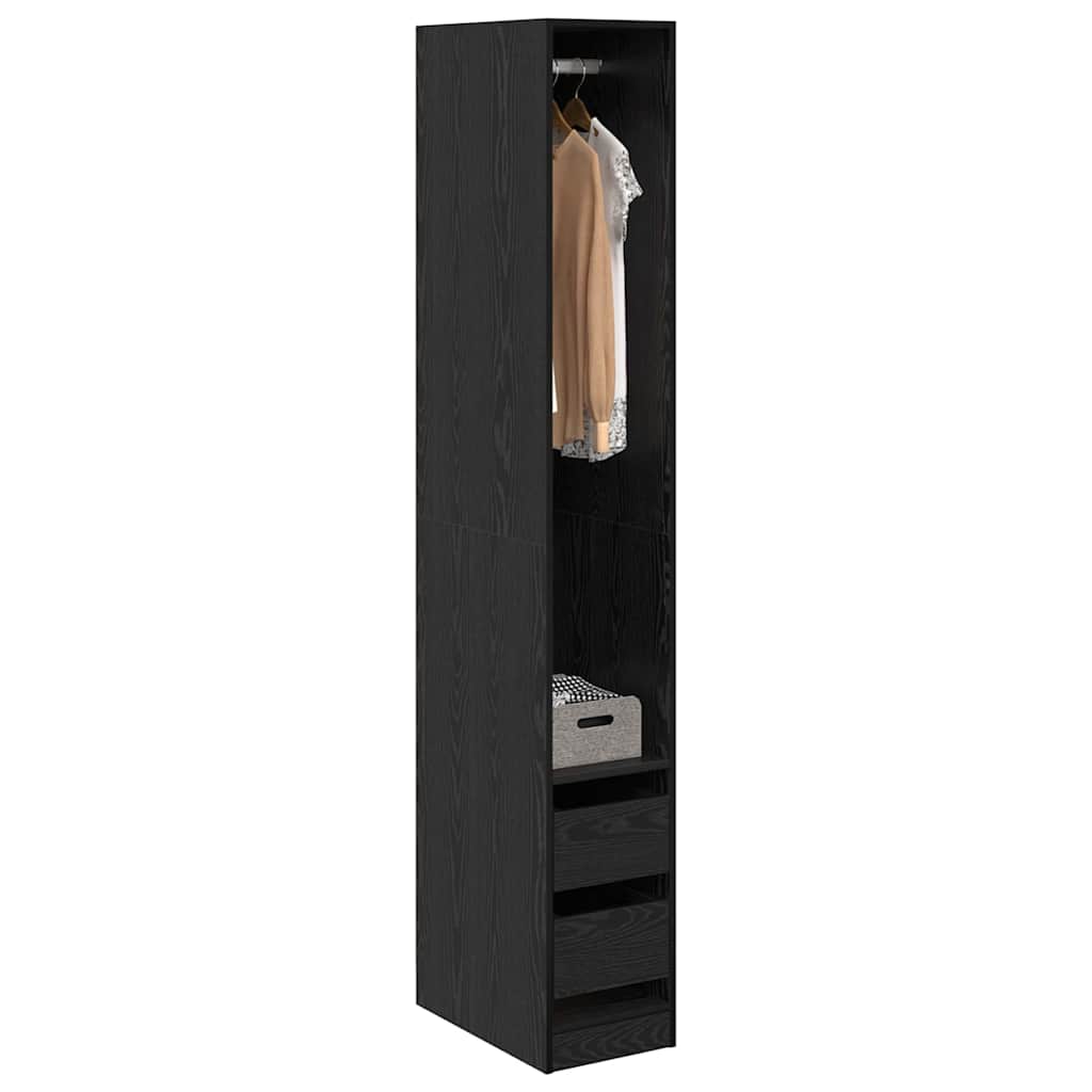 vidaXL Garderoba Czarny Dąb 50 x 30 x 200 cm Materiał drewnopochodny