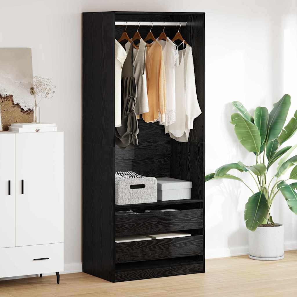 vidaXL Garderoba Czarny Dąb 80 x 50 x 200 cm Materiał drewnopochodny