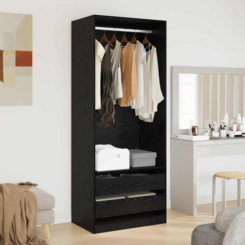 vidaXL Garderoba Czarny Dąb 80 x 50 x 200 cm Materiał drewnopochodny