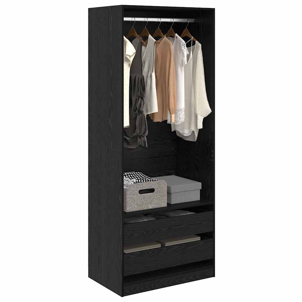 vidaXL Garderoba Czarny Dąb 80 x 50 x 200 cm Materiał drewnopochodny