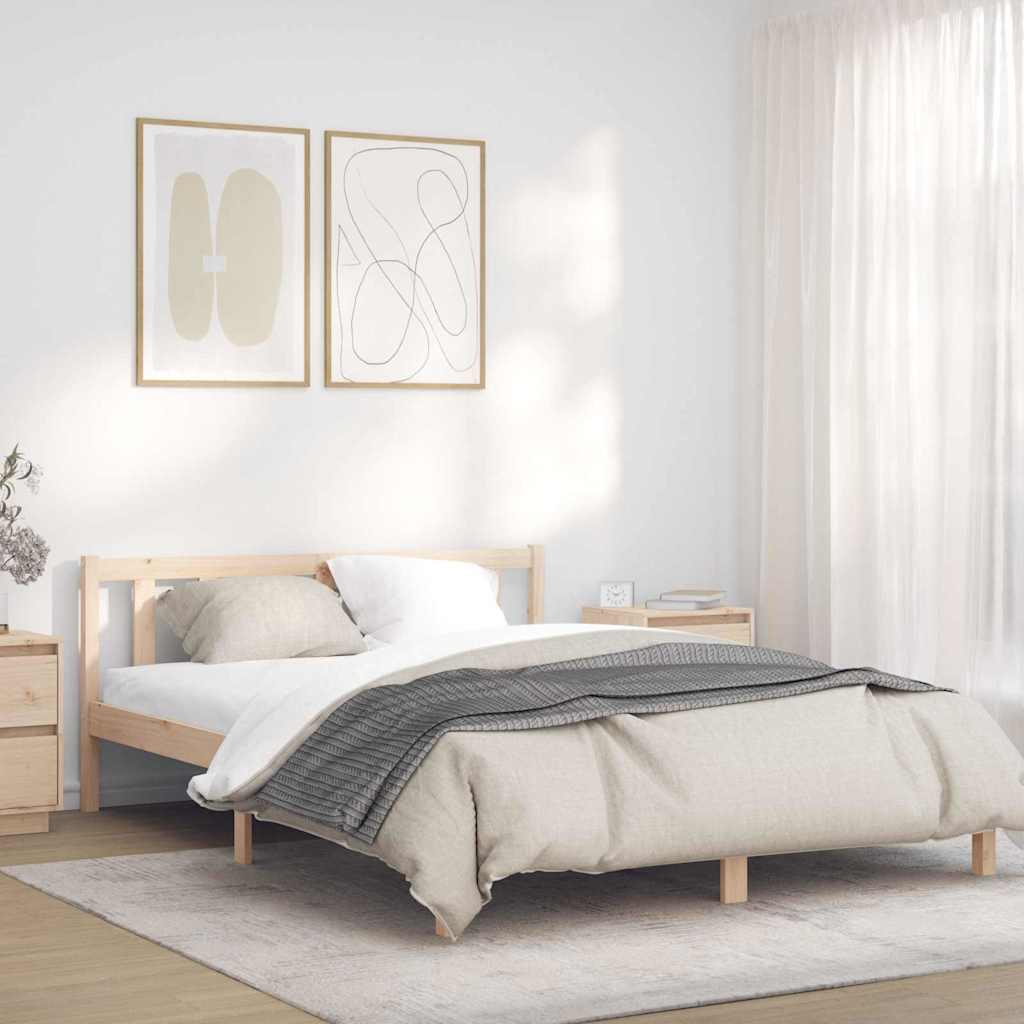vidaXL Ramka łóżka Naturalny 152 x 203 cm Lite drewno sosnowe