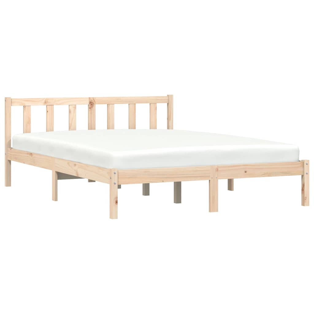 vidaXL Ramka łóżka Naturalny 152 x 203 cm Lite drewno sosnowe