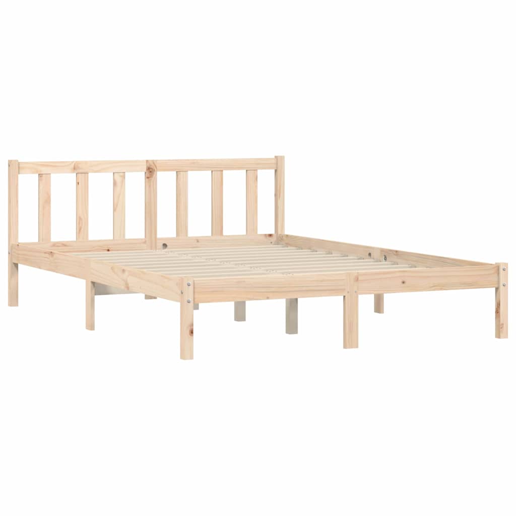 vidaXL Ramka łóżka Naturalny 152 x 203 cm Lite drewno sosnowe