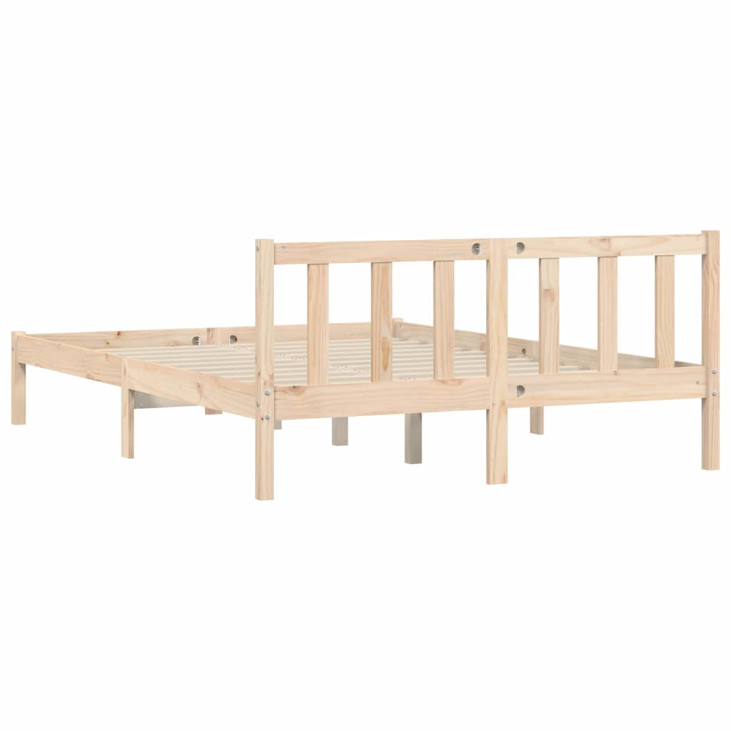 vidaXL Ramka łóżka Naturalny 152 x 203 cm Lite drewno sosnowe