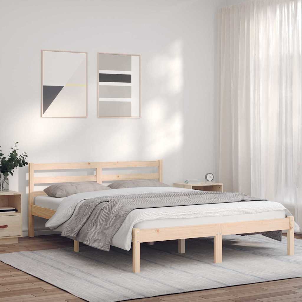 vidaXL Ramka łóżka Z zagłówkiem Naturalny 208,5 x 157,5 x 69,5 cm