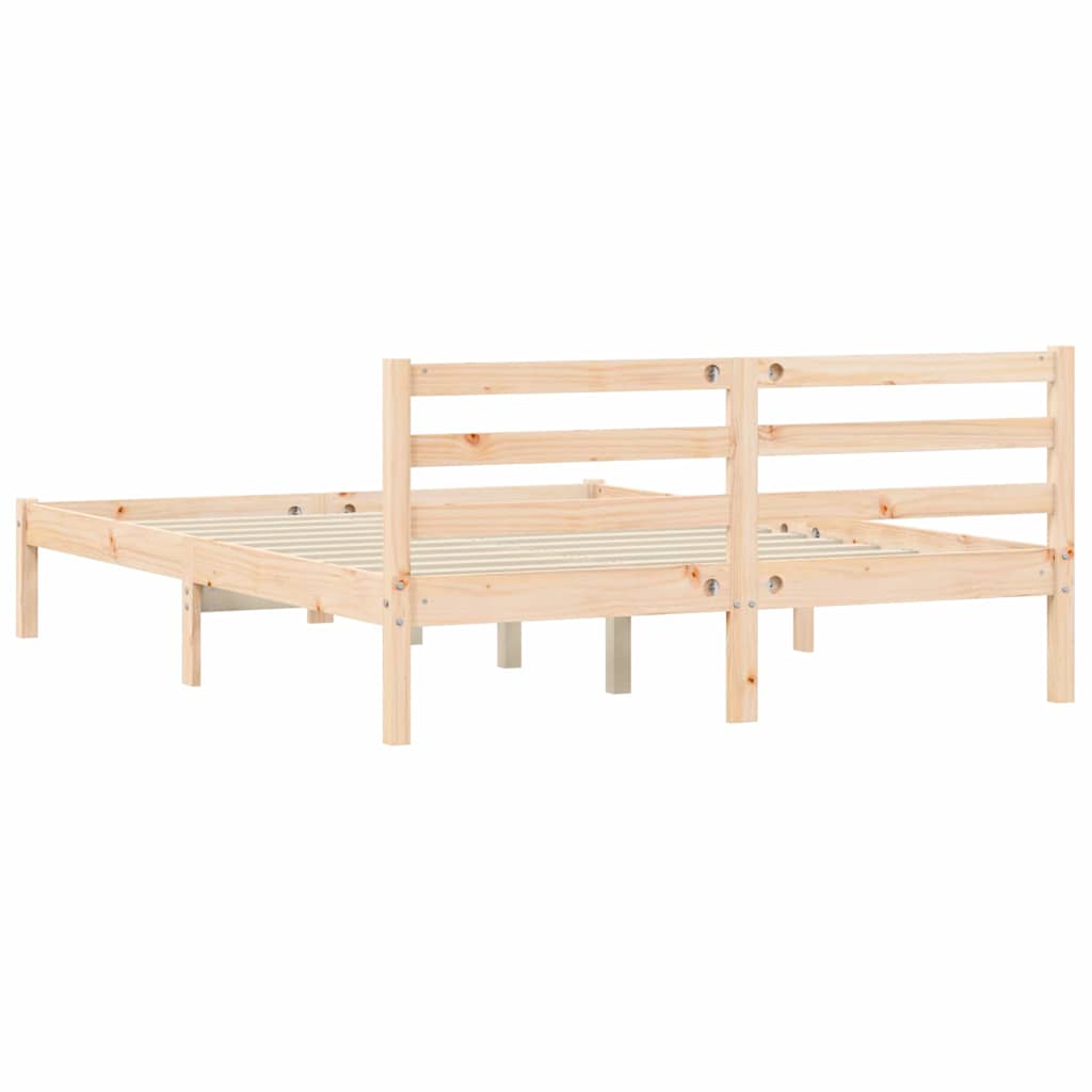 vidaXL Ramka łóżka Z zagłówkiem Naturalny 208,5 x 157,5 x 69,5 cm