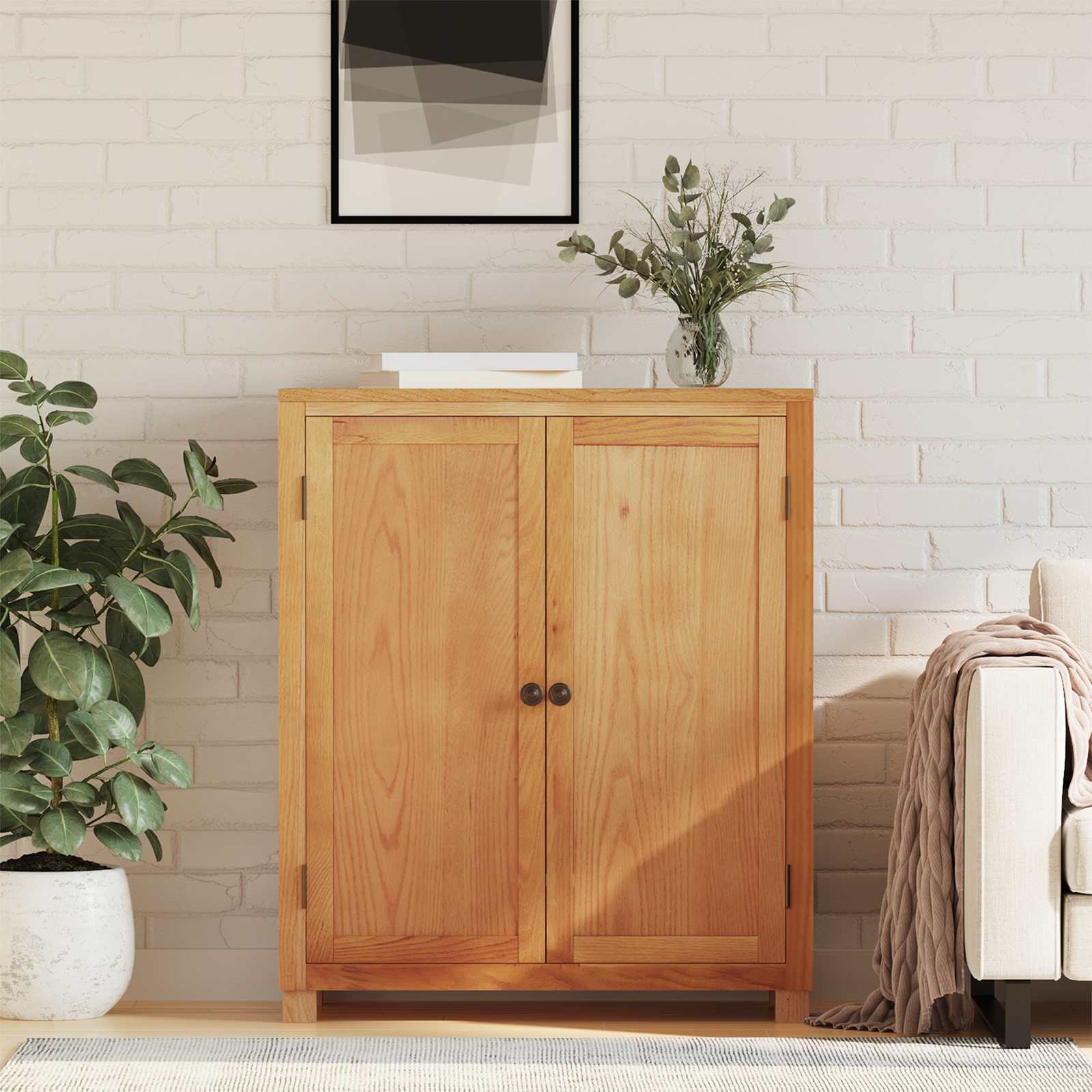 vidaXL Szafkowy z przechowywaniem brązowy 80 x 35 x 95 cm Dąb lite
