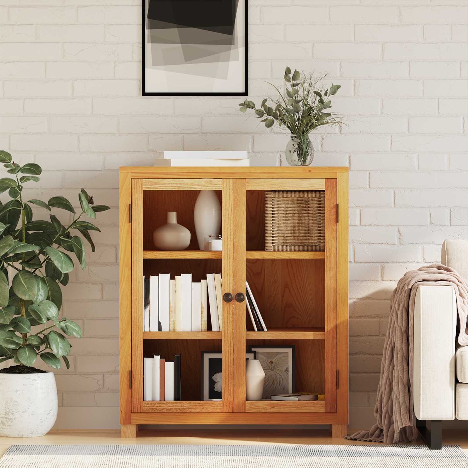 vidaXL Szafkowy z półką z drzwiami brązowy 80 x 35 x 95 cm Dąb lite