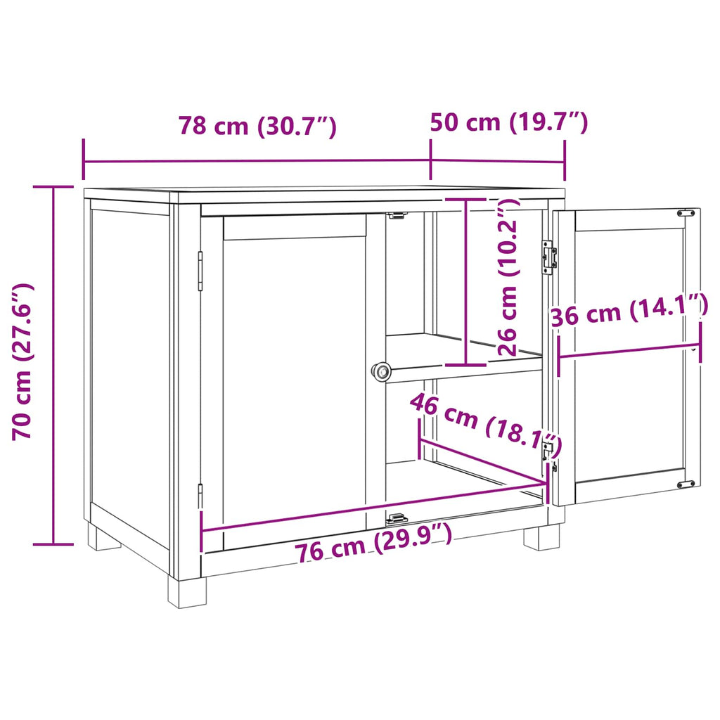 vidaXL Szafkowy z przechowywaniem brązowy 78 x 50 x 70 cm Dąb lite