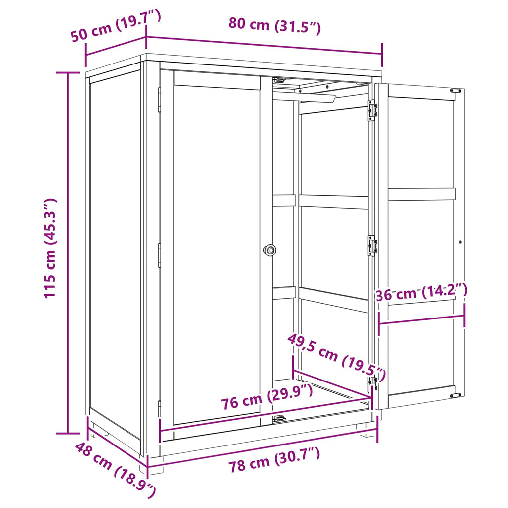 vidaXL Garderoba z przechowywaniem brązowy 80 x 50 x 115 cm Dąb lite