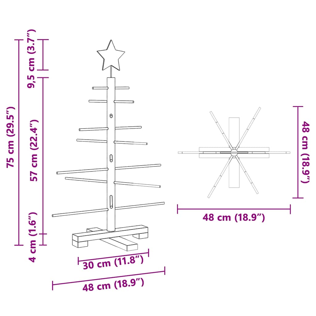 vidaXL Drewniana choinka brązowy 75 cm Bambus