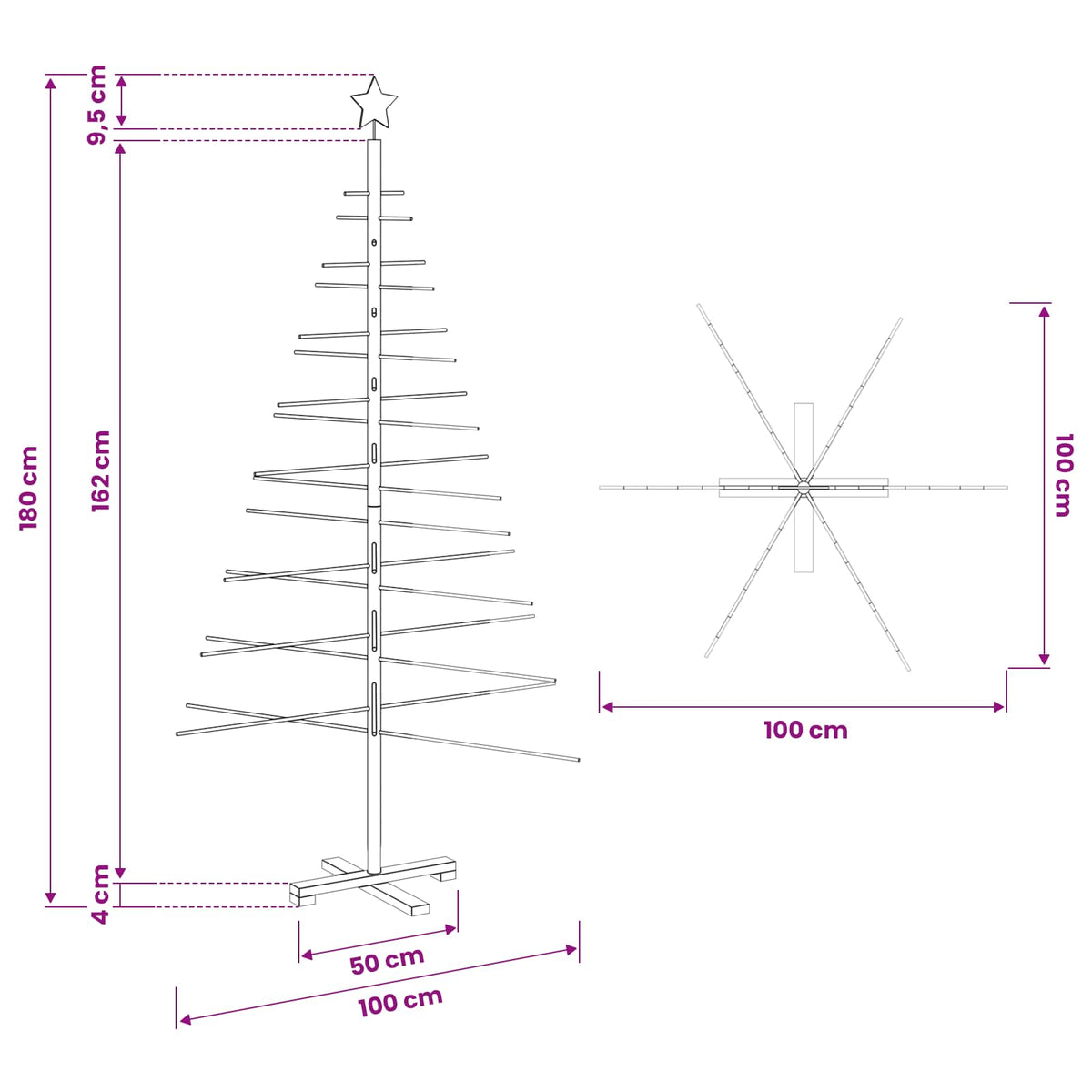 vidaXL Drewniana choinka brązowy 180 cm Bambus