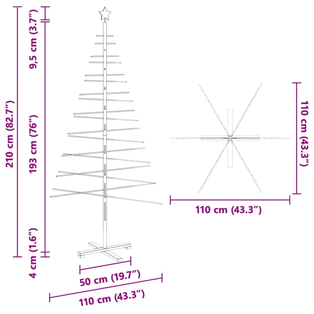vidaXL Drewniana choinka z podstawą Brązowy 210 cm Bambus