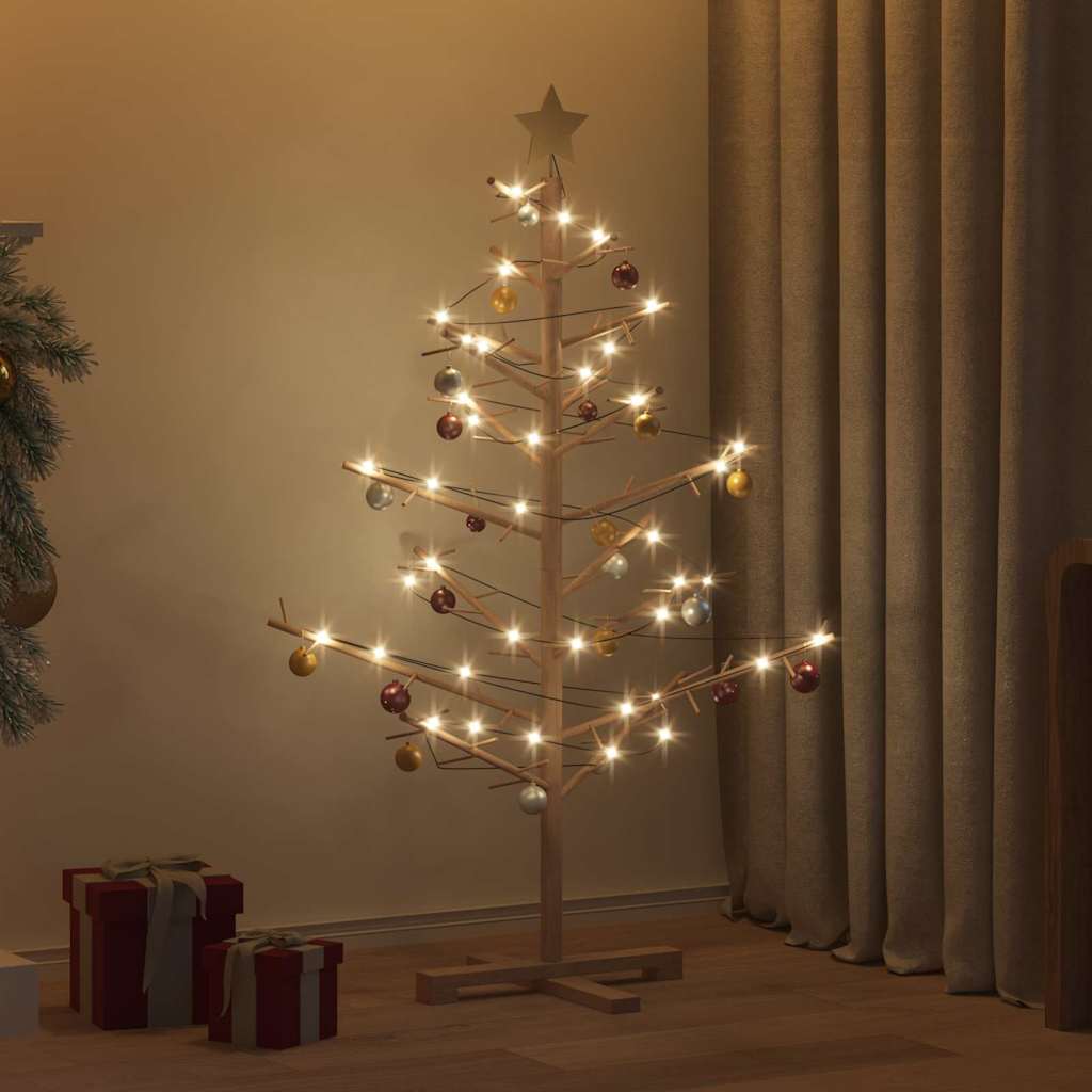 vidaXL Drewniana choinka z podstawą Brązowy 125 cm Lite drewno sosnowe
