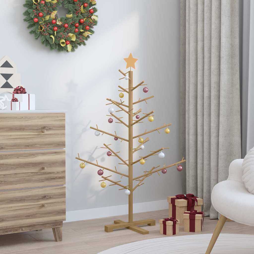 vidaXL Drewniana choinka z podstawą Brązowy 125 cm Lite drewno sosnowe