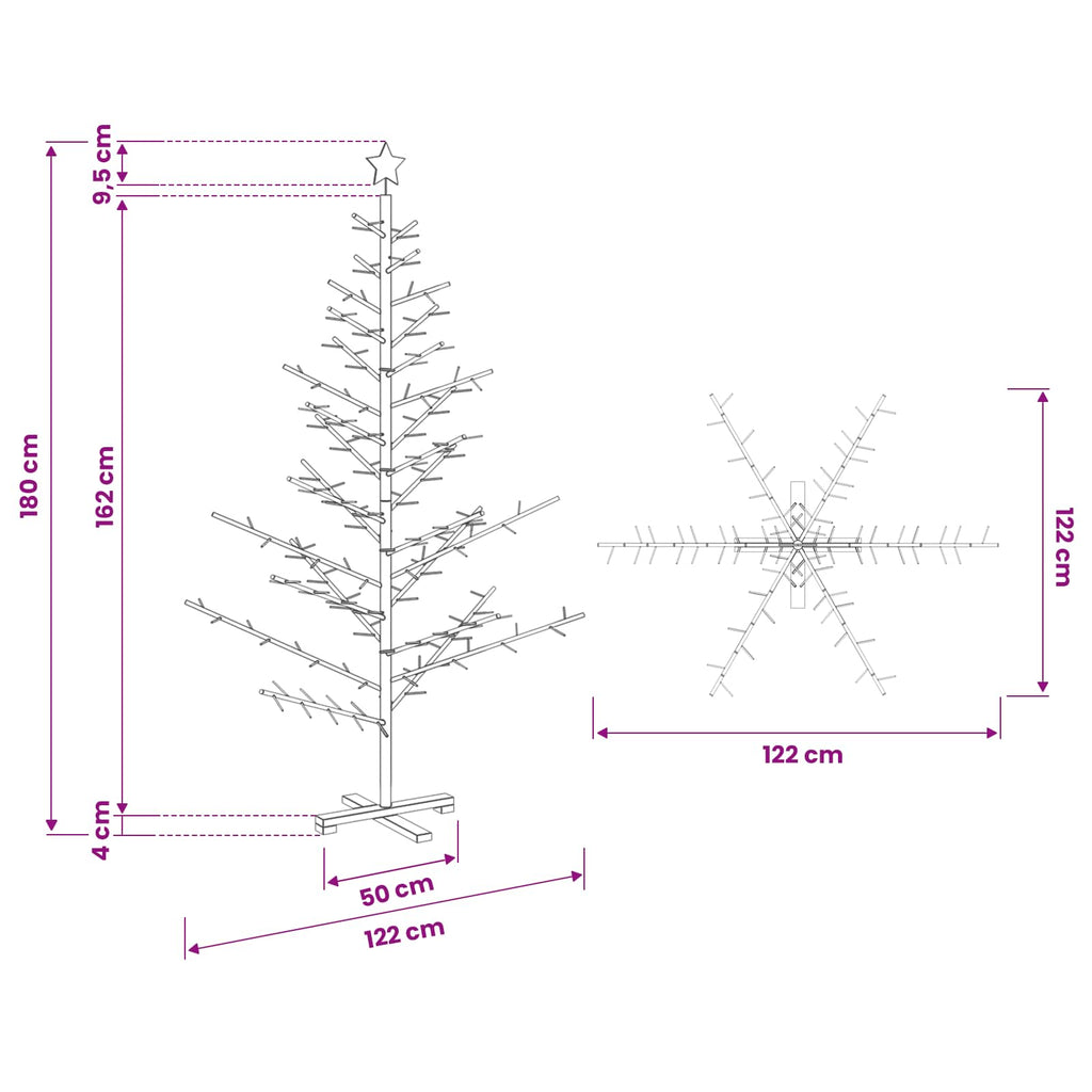 vidaXL Drewniana choinka z podstawą Brązowy 180 cm Lite drewno sosnowe