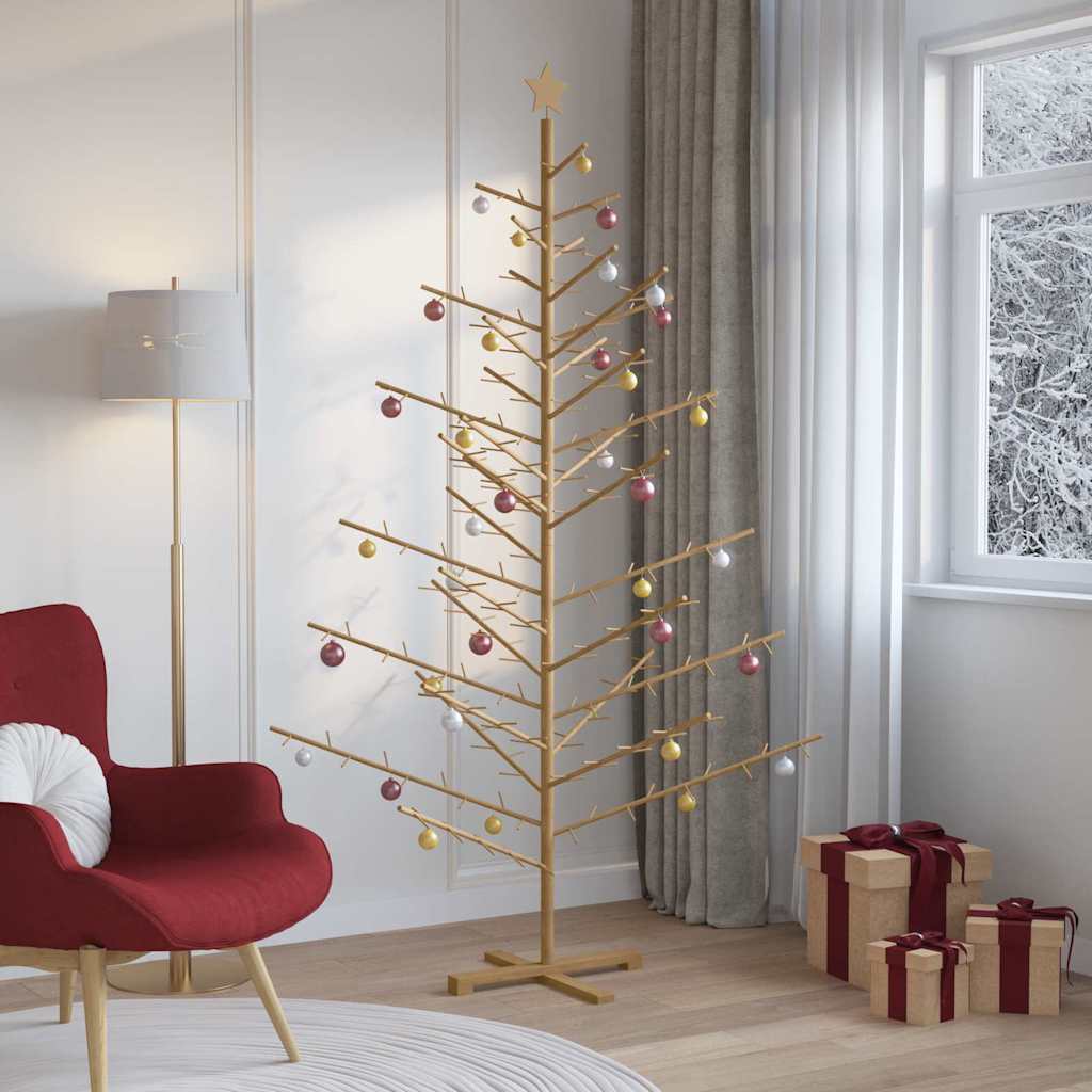 vidaXL Drewniana choinka z podstawą Brązowy 210 cm Lite drewno sosnowe