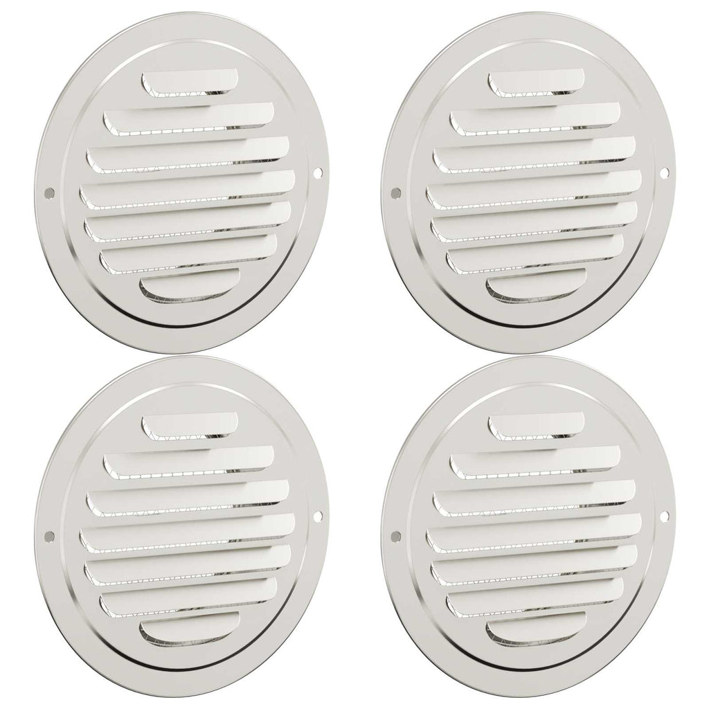 vidaXL Pokrywy wentylacyjne 4 pcs Srebrny 80 mm Stal nierdzewna