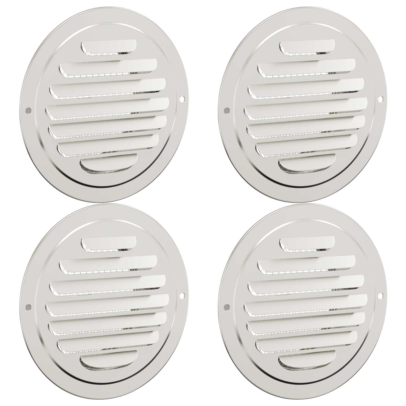 vidaXL Pokrywy wentylacyjne 4 pcs Srebrny 80 mm Stal nierdzewna