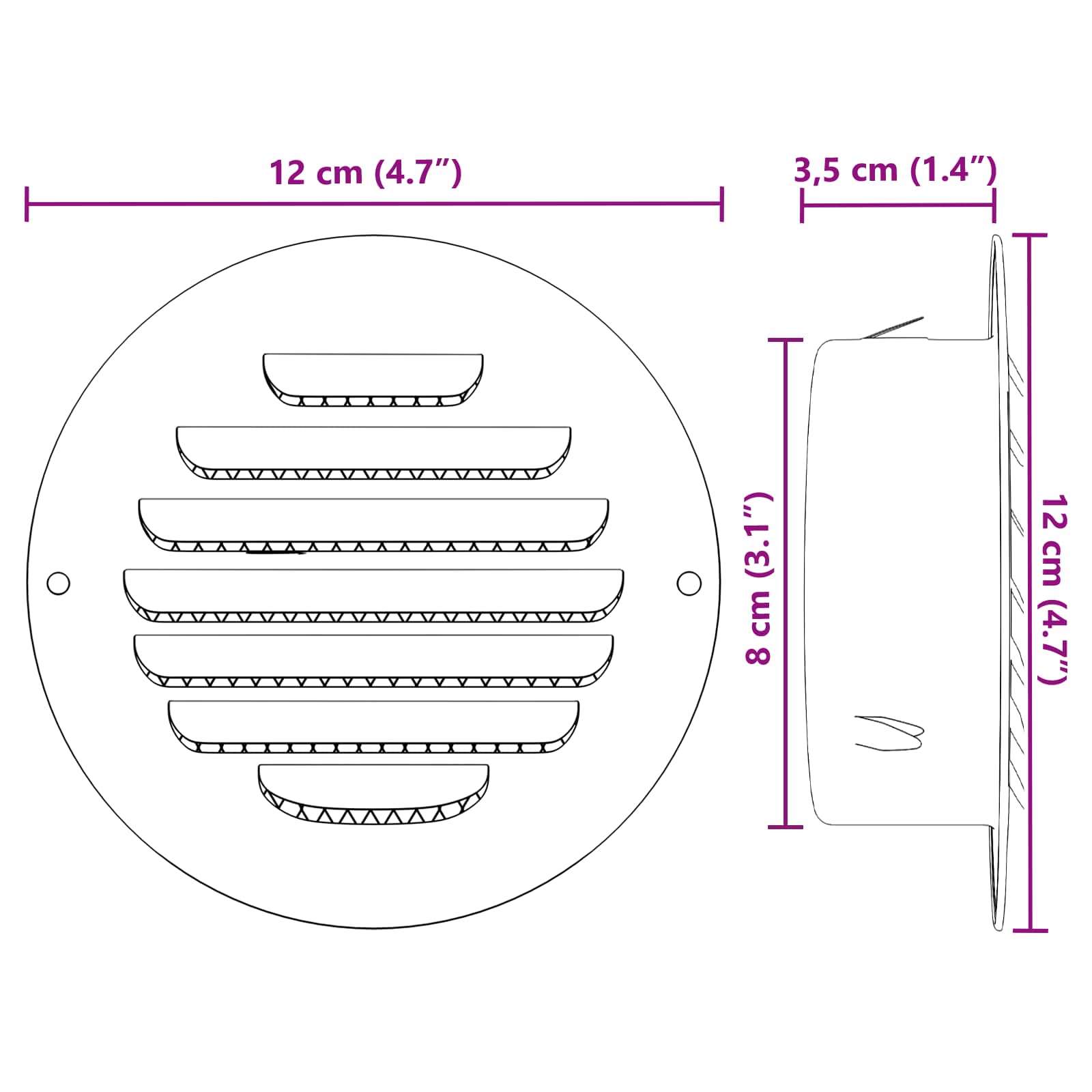 vidaXL Pokrywy wentylacyjne 4 pcs Srebrny 80 mm Stal nierdzewna