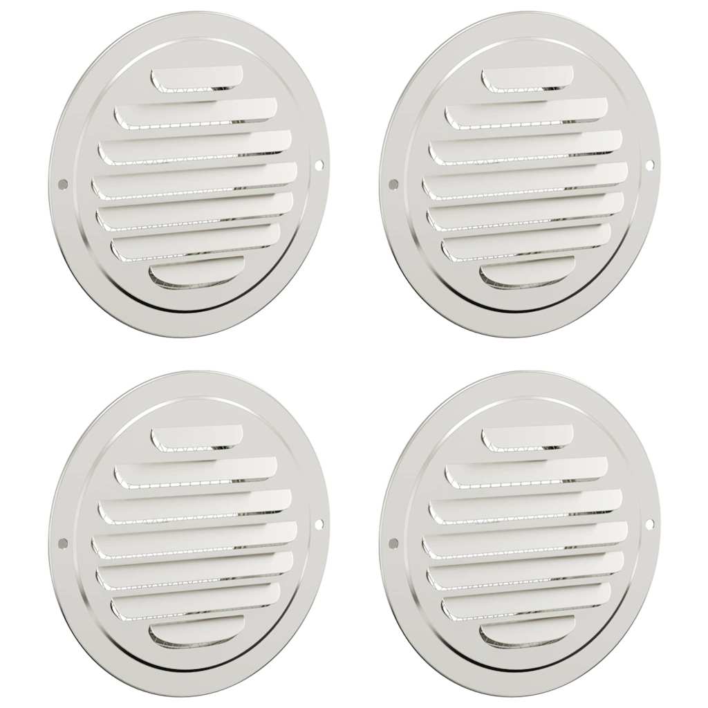 vidaXL Pokrywy wentylacyjne 4 pcs Srebrny 100 mm Stal nierdzewna