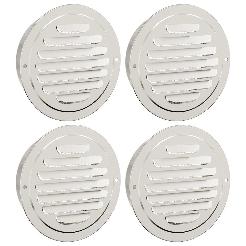 vidaXL Pokrywy wentylacyjne 4 pcs Srebrny 125 mm Stal nierdzewna