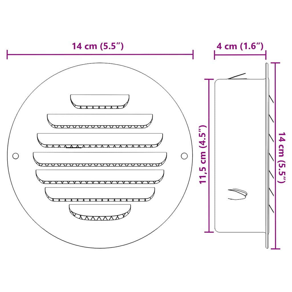 vidaXL Pokrywy wentylacyjne 4 pcs Srebrny 125 mm Stal nierdzewna