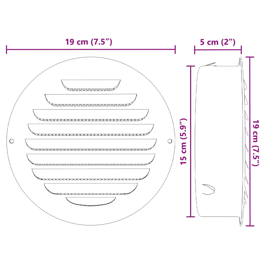 vidaXL Pokrywy wentylacyjne 4 pcs Srebrny 150 mm Stal nierdzewna