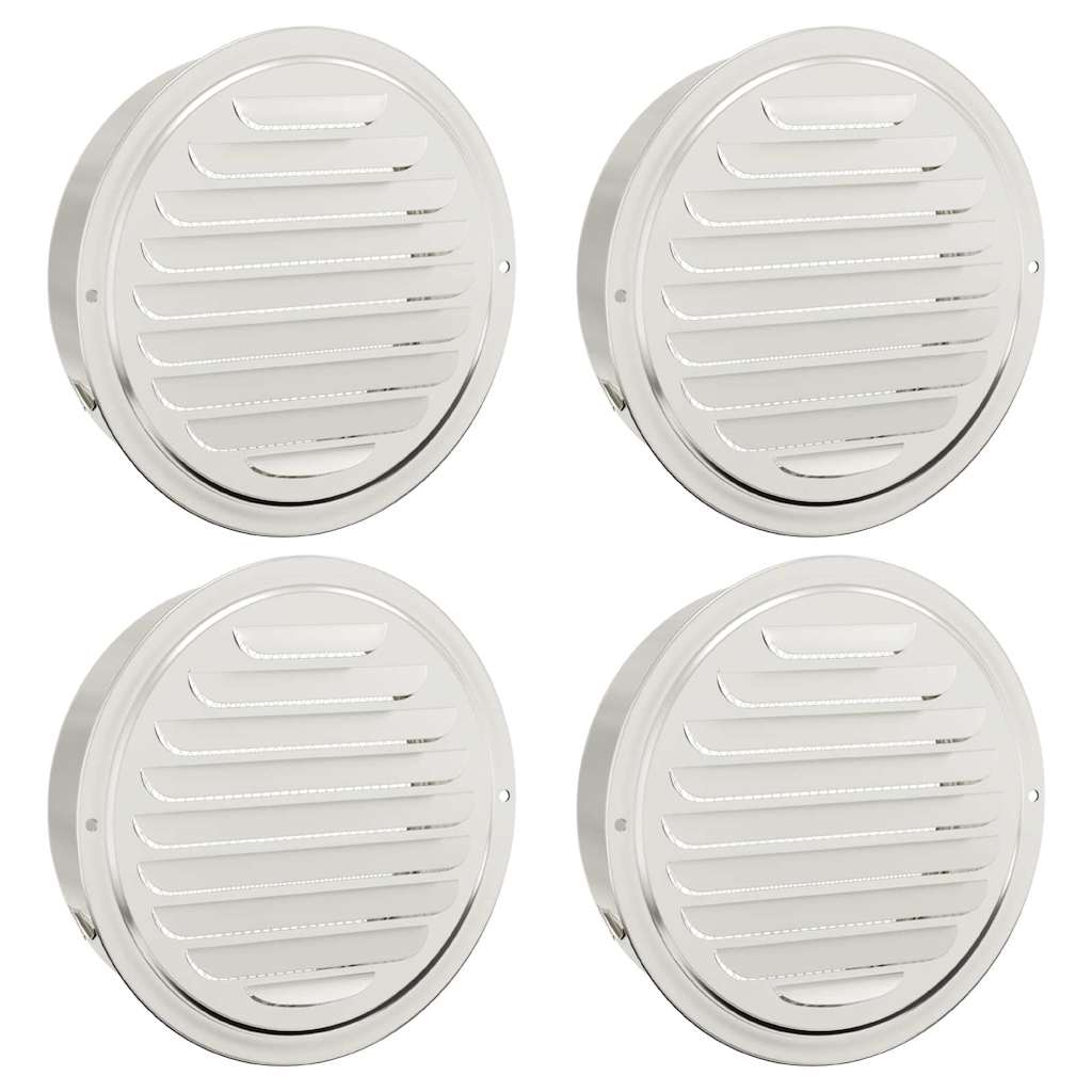 vidaXL Pokrywy wentylacyjne 4 pcs Srebrny 200 mm Stal nierdzewna