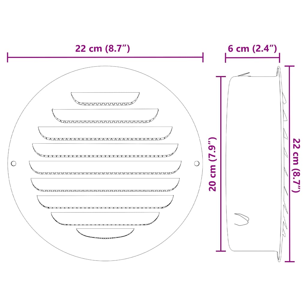vidaXL Pokrywy wentylacyjne 4 pcs Srebrny 200 mm Stal nierdzewna