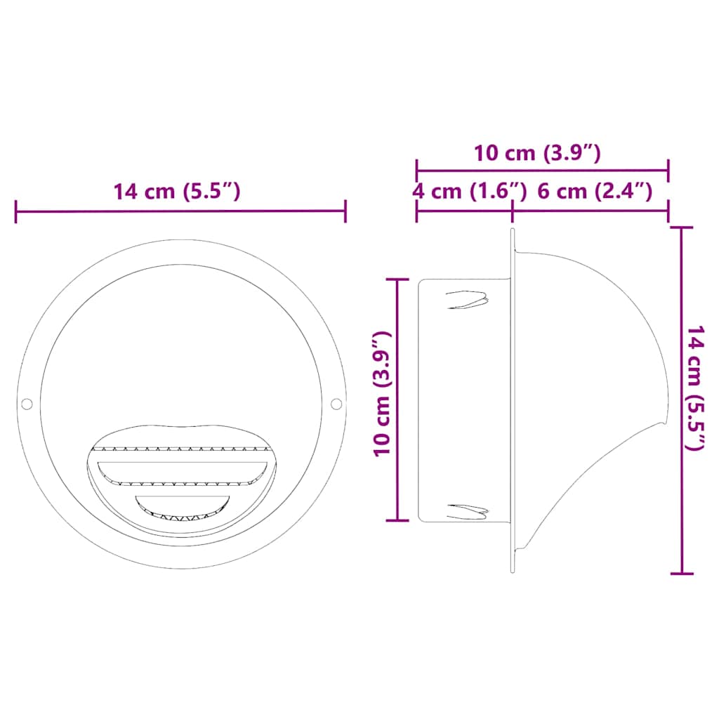 vidaXL Pokrywy wentylacyjne 2 pcs Srebrny 100 mm Stal nierdzewna