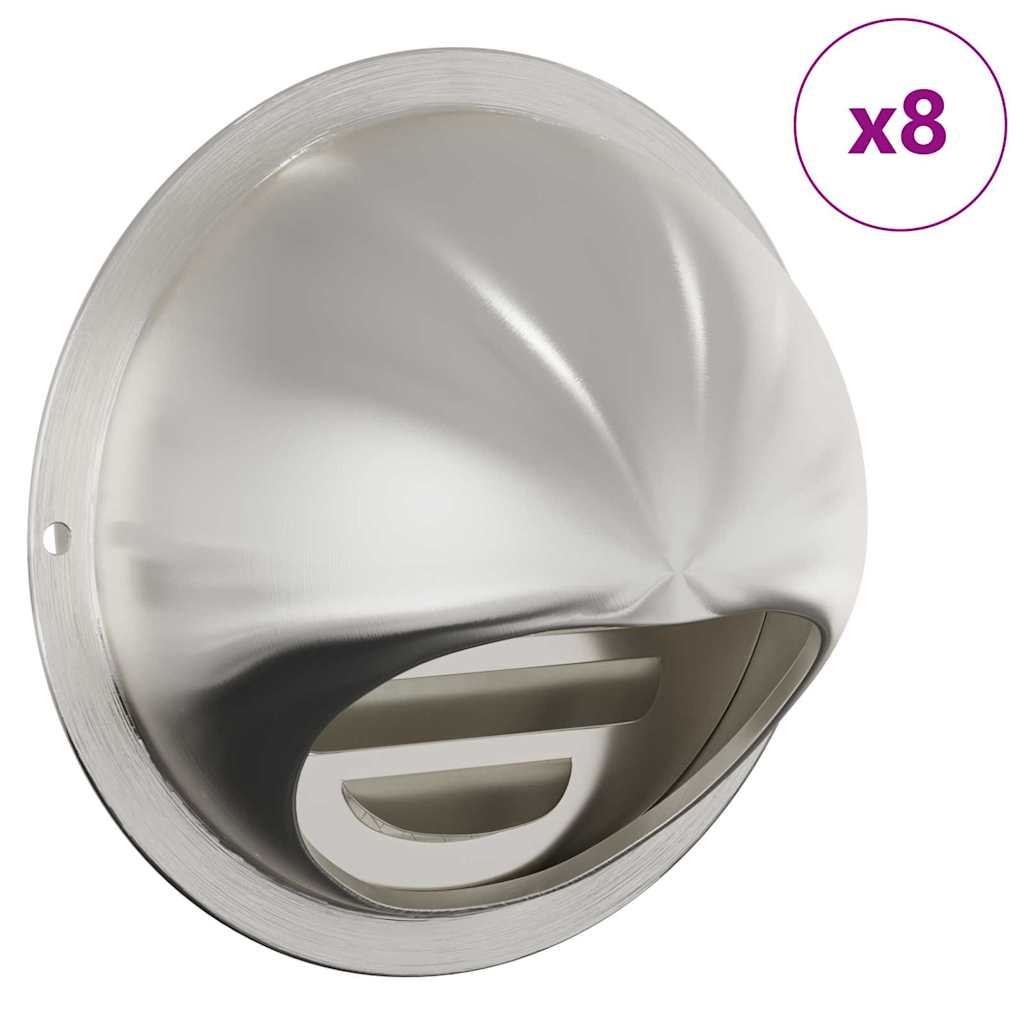 vidaXL Pokrywy wentylacyjne 8 pcs Srebrny 100 mm Stal nierdzewna