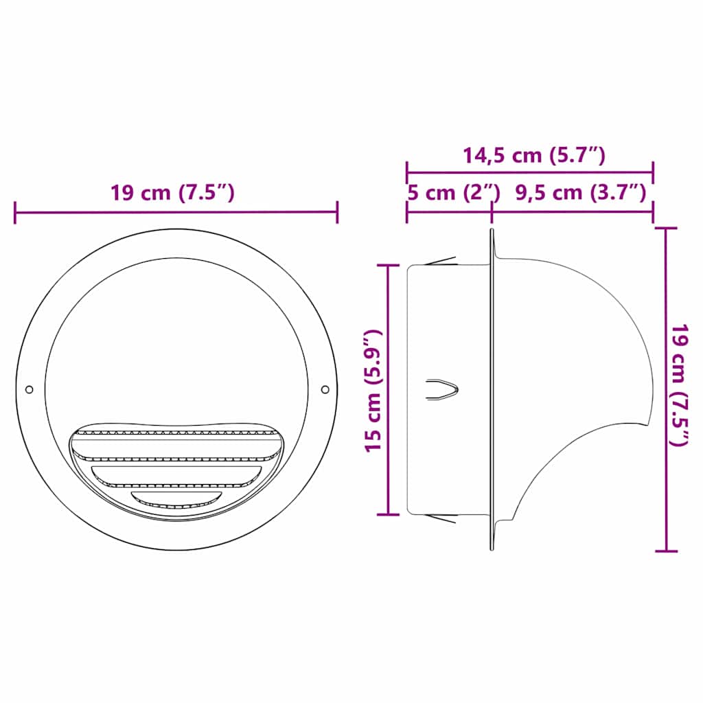 vidaXL Pokrywy wentylacyjne 2 pcs Srebrny 150 mm Stal nierdzewna