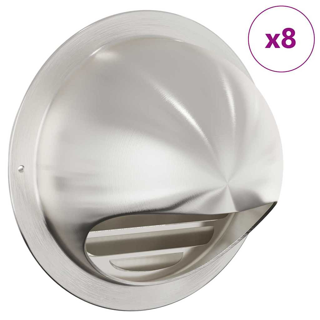 vidaXL Pokrywy wentylacyjne 8 pcs Srebrny 150 mm Stal nierdzewna