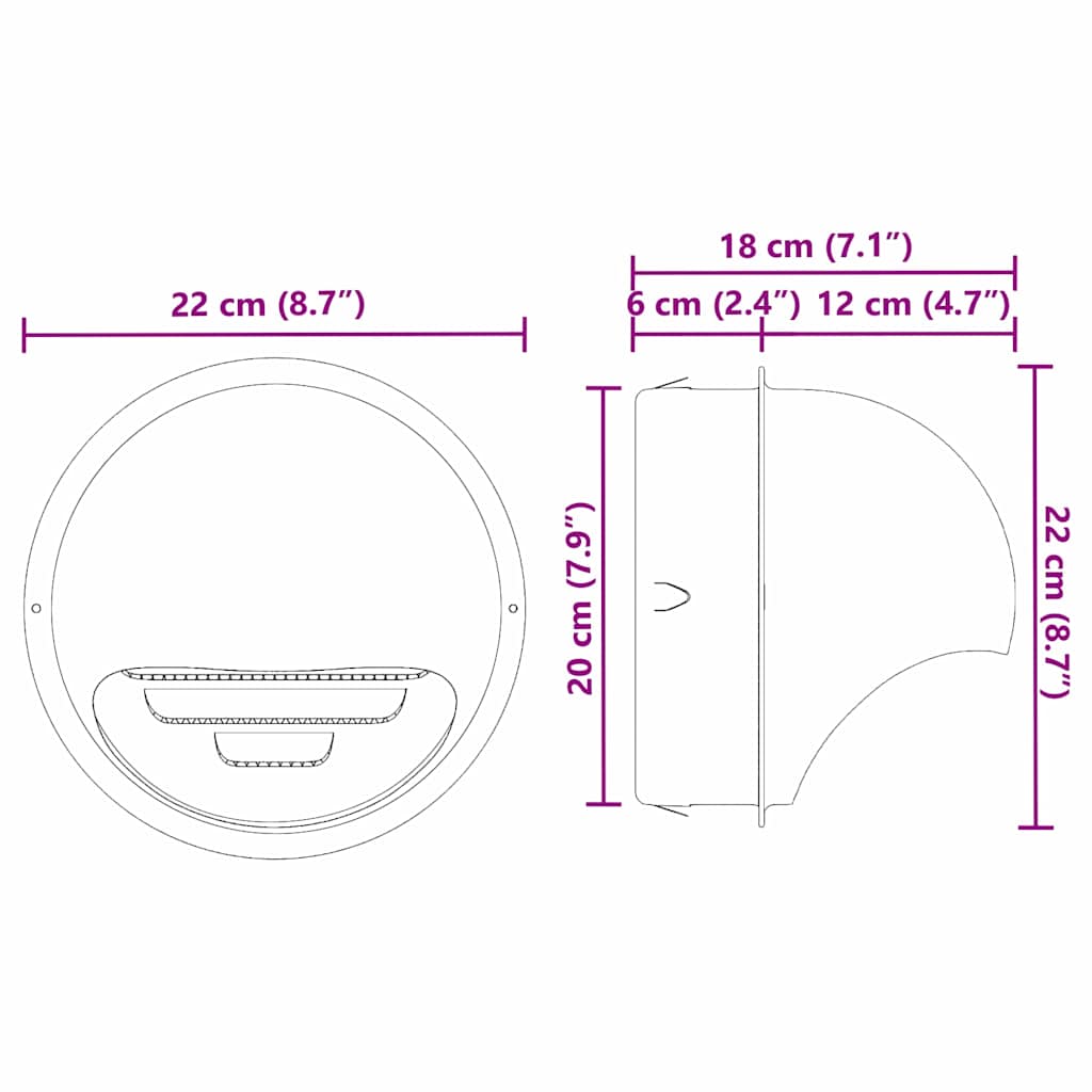 vidaXL Pokrywy wentylacyjne 2 pcs Srebrny 200 mm Stal nierdzewna