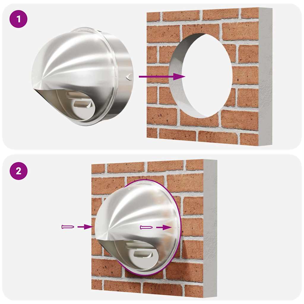 vidaXL Pokrywy wentylacyjne 8 pcs Srebrny 200 mm Stal nierdzewna