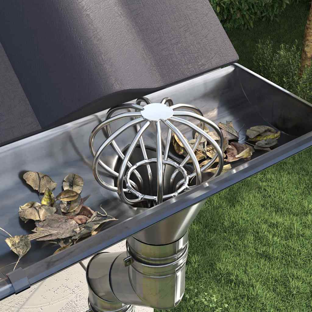 vidaXL Osłona na liście rynny 2 pcs Srebrny 50 mm Stal nierdzewna