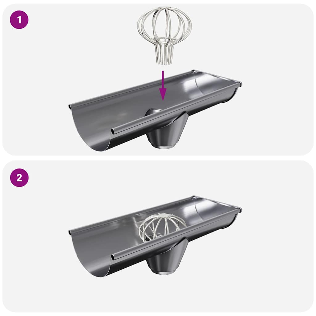 vidaXL Osłona na liście rynny 2 pcs Srebrny 50 mm Stal nierdzewna