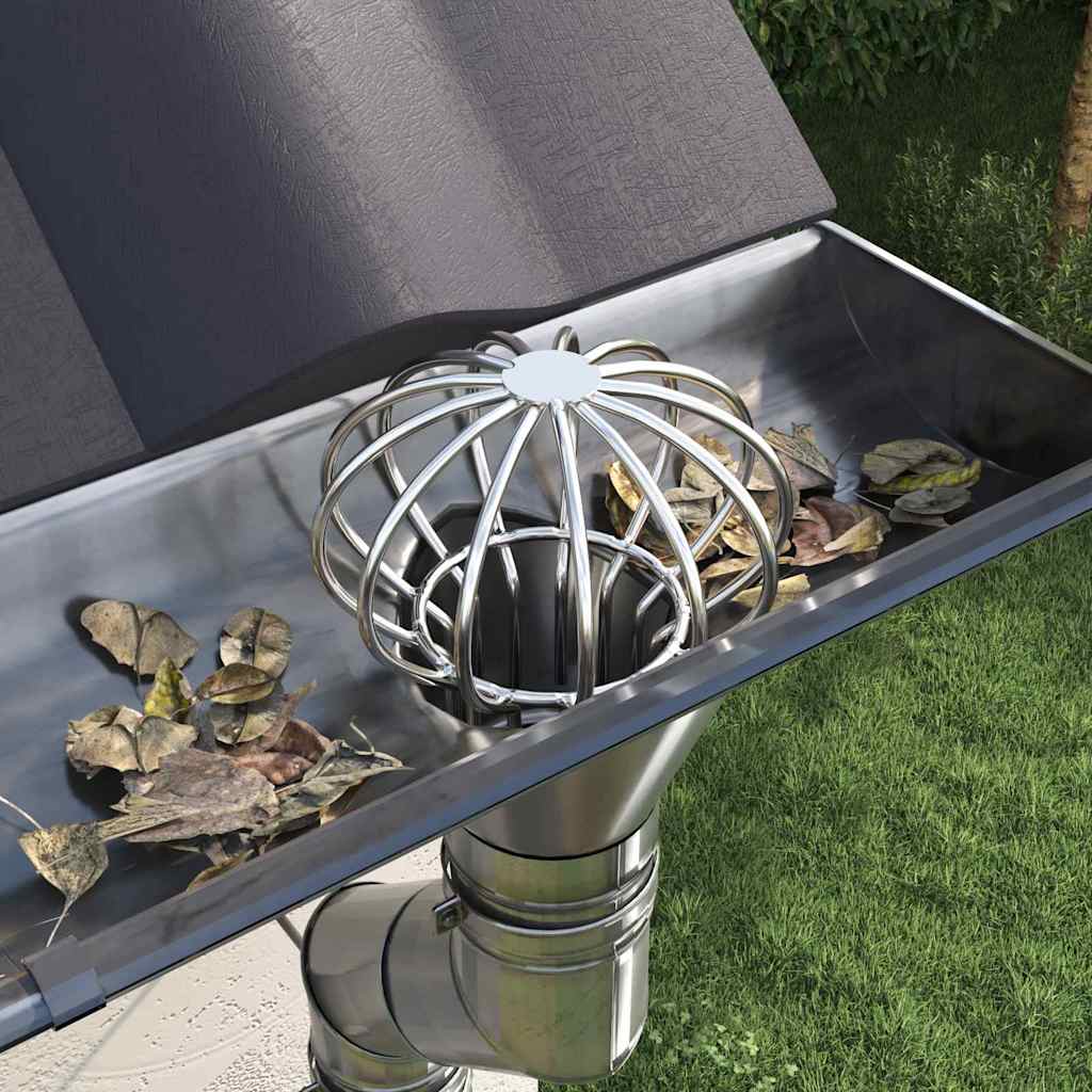 vidaXL Osłona na liście rynny 8 pcs Srebrny 75 mm Stal nierdzewna
