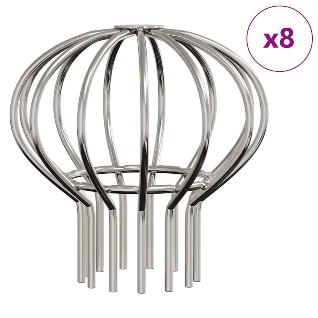 vidaXL Osłona na liście rynny 8 pcs Srebrny 75 mm Stal nierdzewna