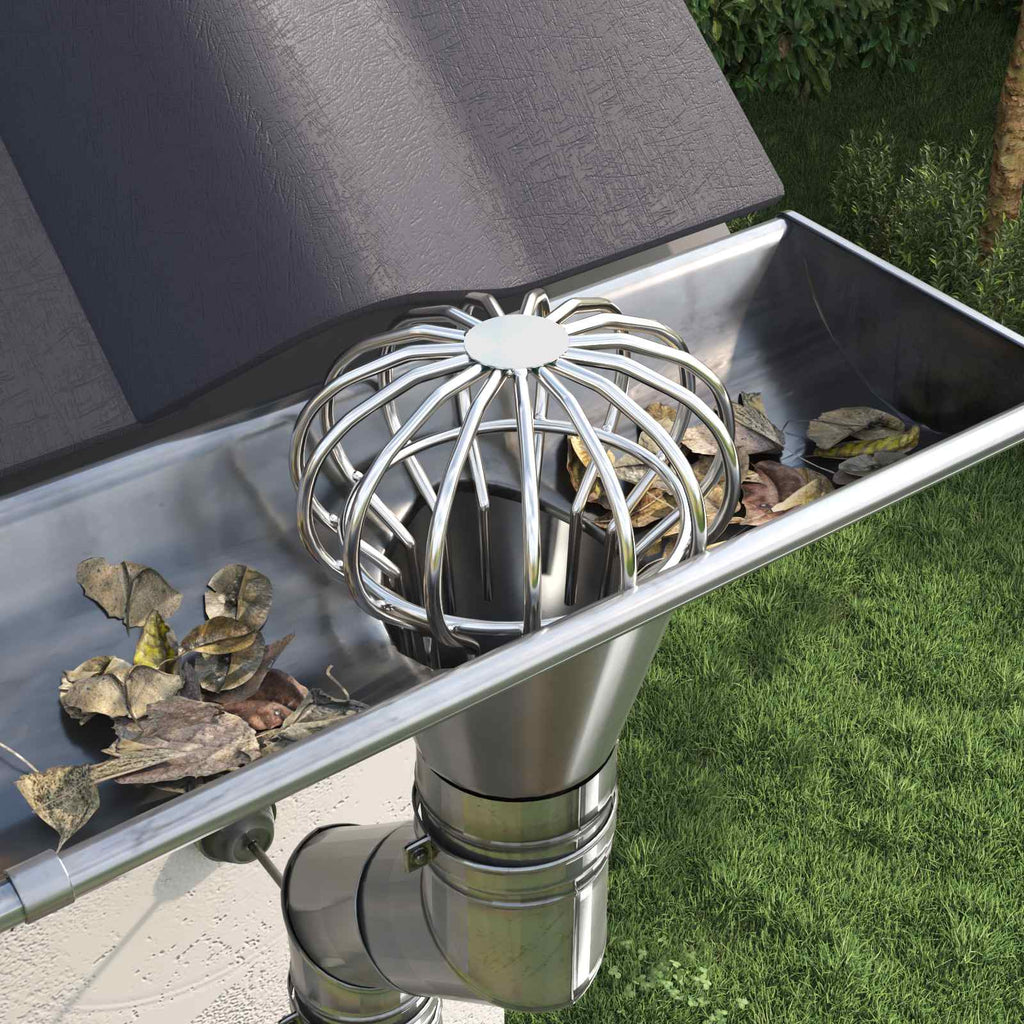 vidaXL Osłona na liście rynny 2 pcs Srebrny 110 mm Stal nierdzewna