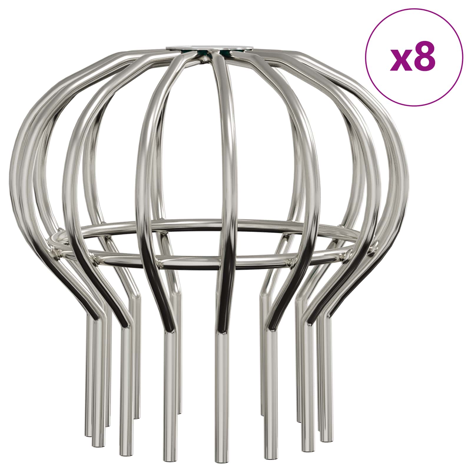 vidaXL Osłona na liście rynny 8 pcs Srebrny 110 mm Stal nierdzewna