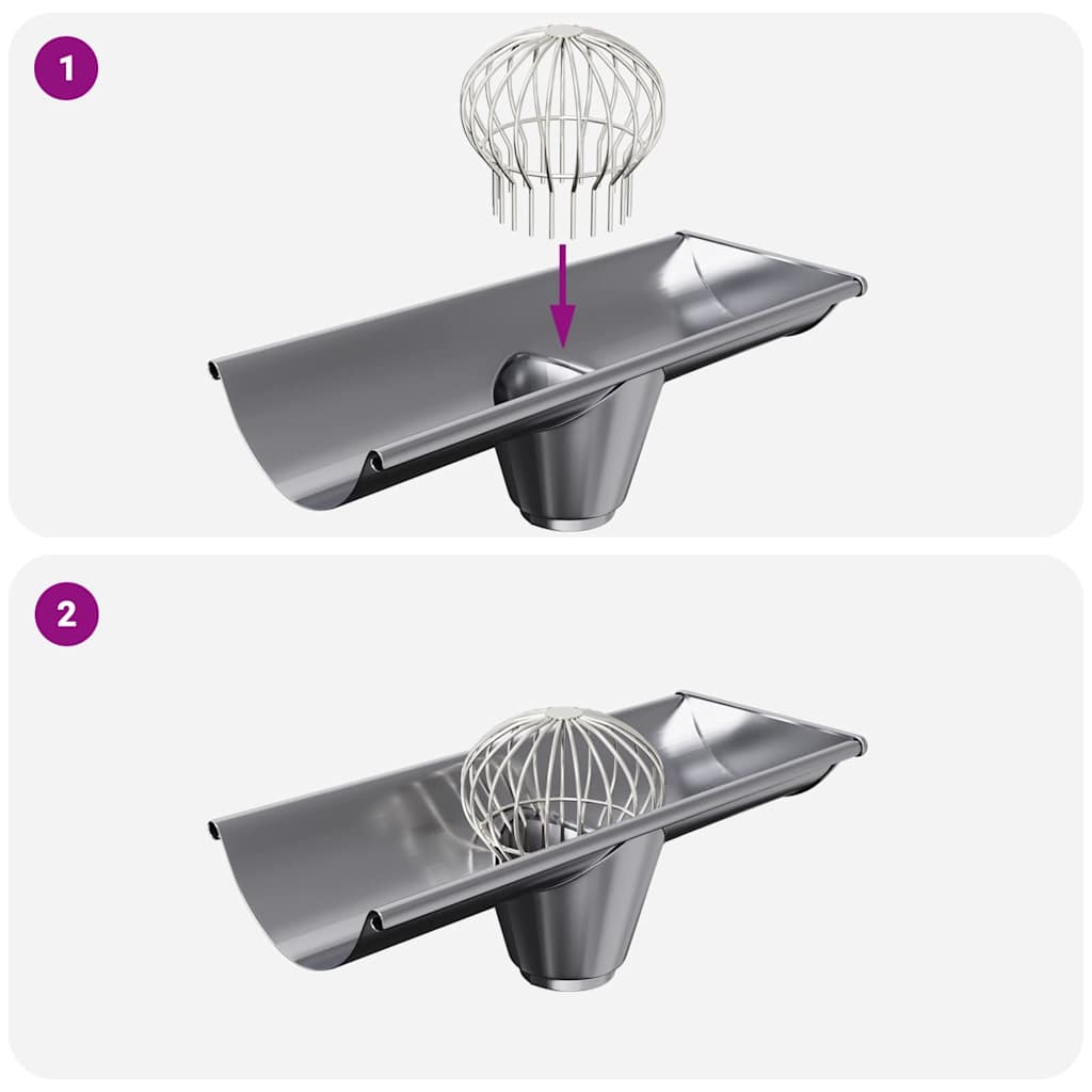 vidaXL Osłona na liście rynny 2 pcs Srebrny 160 mm Stal nierdzewna