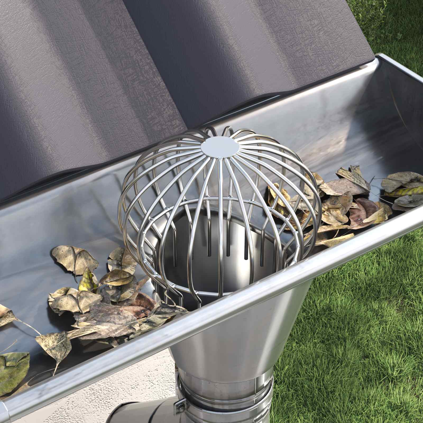 vidaXL Osłona na liście rynny 2 pcs Srebrny 200 mm Stal nierdzewna