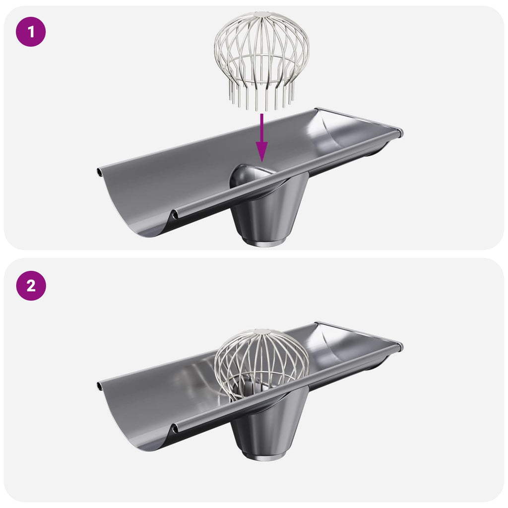 vidaXL Osłona na liście rynny 8 pcs Srebrny 200 mm Stal nierdzewna