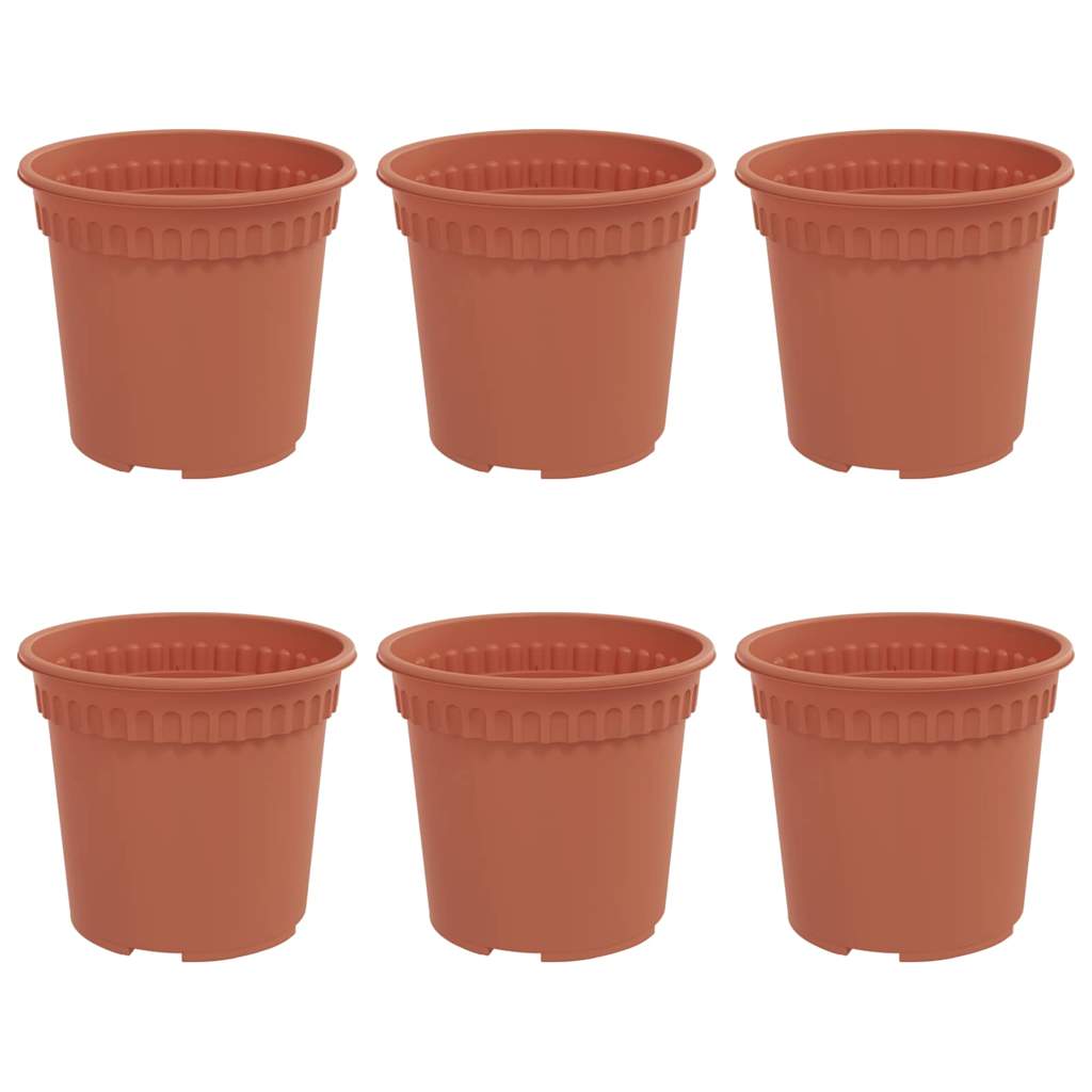 vidaXL Okrągła doniczka na kwiaty 6 pcs Czerwony ceglasty Ø 15 x 12 cm