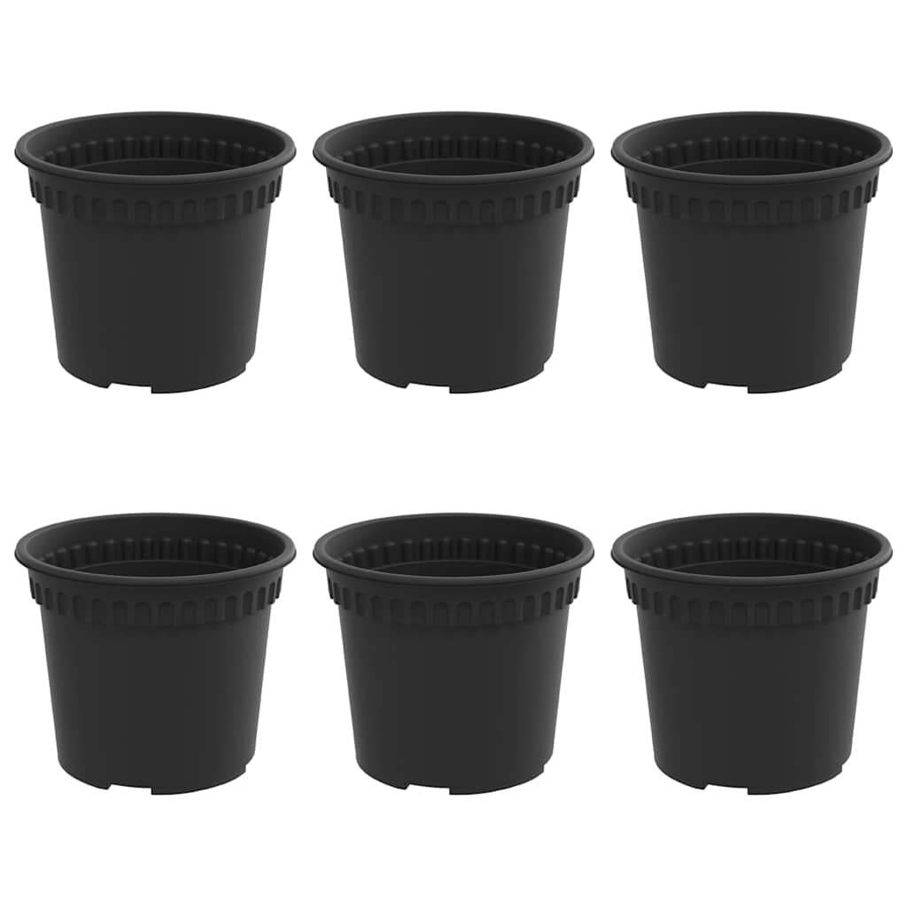 vidaXL Okrągła doniczka na kwiaty 6 pcs Czarny Ø 12,5 x 10 cm