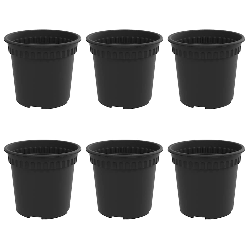 vidaXL Okrągła doniczka na kwiaty 6 pcs Czarny Ø 15 x 12 cm