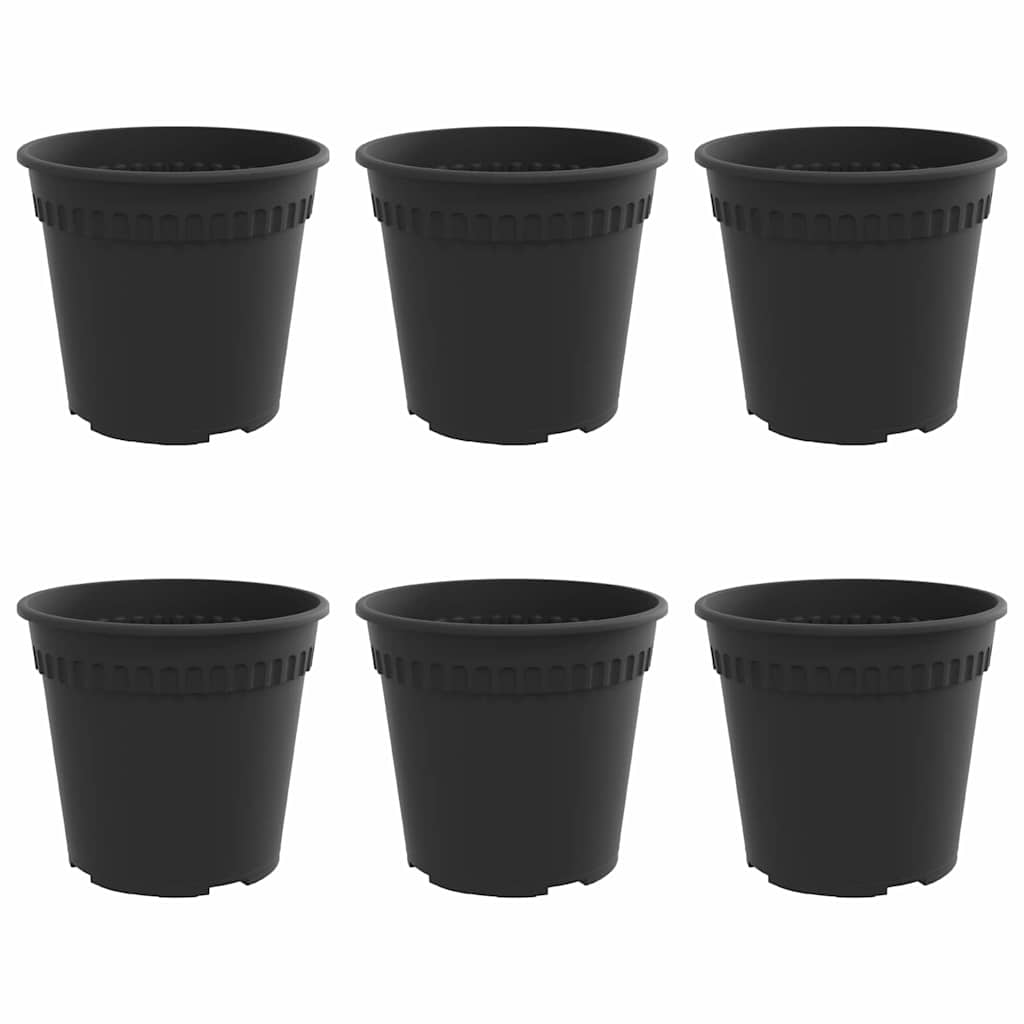 vidaXL Okrągła doniczka na kwiaty 6 pcs Czarny Ø 17 x 14 cm